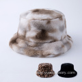 Female Outdoor Flat Top Polyester Hairy Bucket Hats